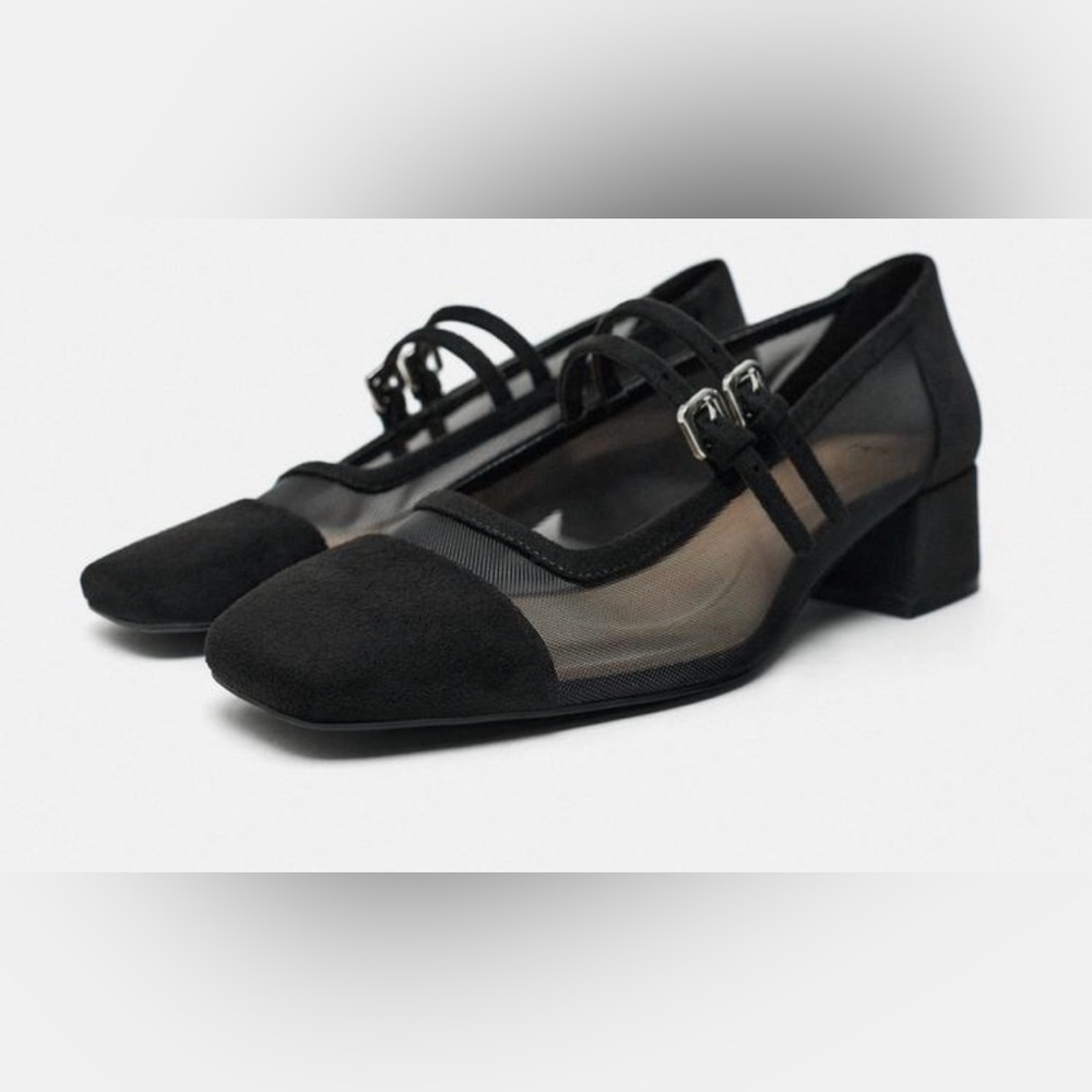 Zara Black Flats with Sheer Detail - Picture 6 of 13